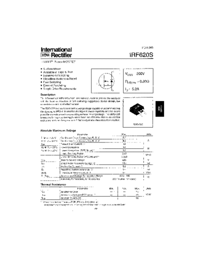 International Rectifier irf620s  . Electronic Components Datasheets Active components Transistors International Rectifier irf620s.pdf