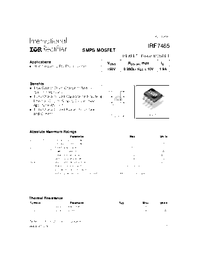 International Rectifier irf7465  . Electronic Components Datasheets Active components Transistors International Rectifier irf7465.pdf