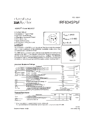 International Rectifier irf634s  . Electronic Components Datasheets Active components Transistors International Rectifier irf634s.pdf