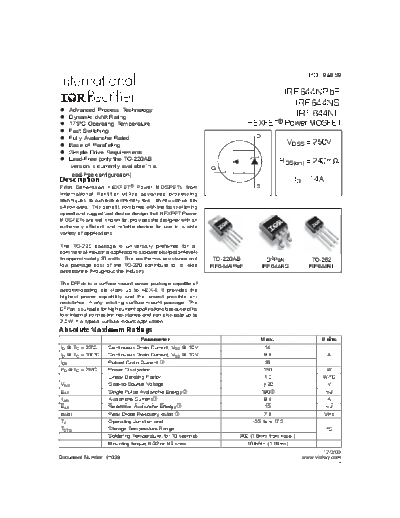 International Rectifier irf644n  . Electronic Components Datasheets Active components Transistors International Rectifier irf644n.pdf