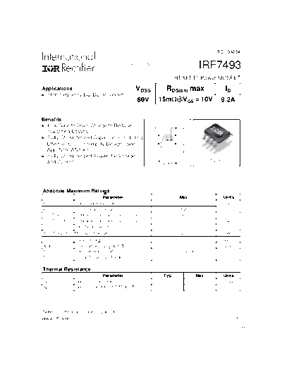 International Rectifier irf7493  . Electronic Components Datasheets Active components Transistors International Rectifier irf7493.pdf
