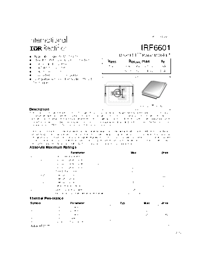 International Rectifier irf6601  . Electronic Components Datasheets Active components Transistors International Rectifier irf6601.pdf