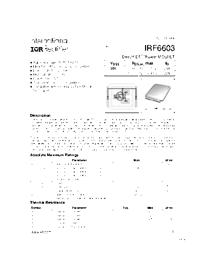 International Rectifier irf6603  . Electronic Components Datasheets Active components Transistors International Rectifier irf6603.pdf