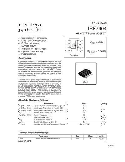 International Rectifier irf7404  . Electronic Components Datasheets Active components Transistors International Rectifier irf7404.pdf