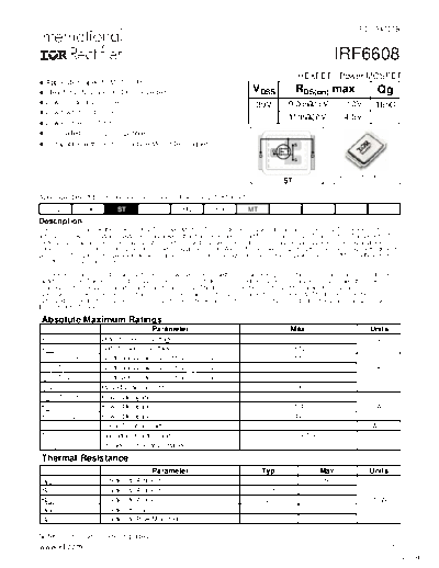 International Rectifier irf6608  . Electronic Components Datasheets Active components Transistors International Rectifier irf6608.pdf