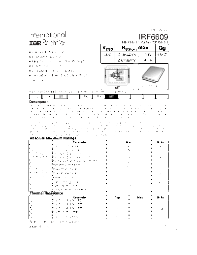 International Rectifier irf6609  . Electronic Components Datasheets Active components Transistors International Rectifier irf6609.pdf