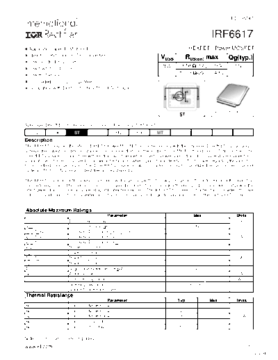 International Rectifier irf6617  . Electronic Components Datasheets Active components Transistors International Rectifier irf6617.pdf