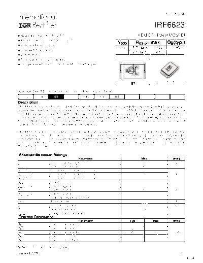 International Rectifier irf6623  . Electronic Components Datasheets Active components Transistors International Rectifier irf6623.pdf