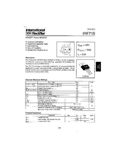 International Rectifier irf710  . Electronic Components Datasheets Active components Transistors International Rectifier irf710.pdf