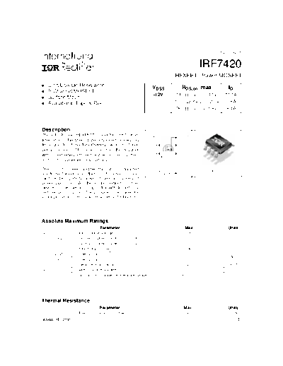 International Rectifier irf7420  . Electronic Components Datasheets Active components Transistors International Rectifier irf7420.pdf