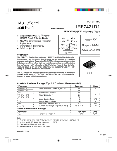 International Rectifier irf7421d1  . Electronic Components Datasheets Active components Transistors International Rectifier irf7421d1.pdf
