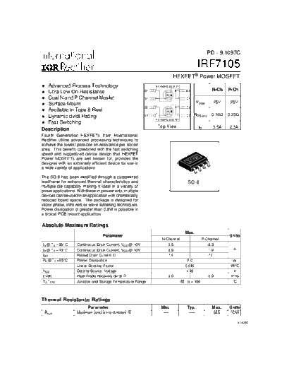 International Rectifier irf7105  . Electronic Components Datasheets Active components Transistors International Rectifier irf7105.pdf