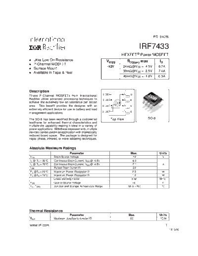 International Rectifier irf7433  . Electronic Components Datasheets Active components Transistors International Rectifier irf7433.pdf