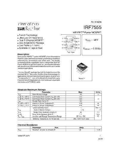 International Rectifier irf7555  . Electronic Components Datasheets Active components Transistors International Rectifier irf7555.pdf
