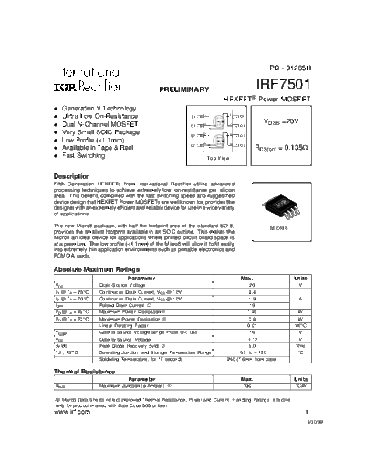 International Rectifier irf7501  . Electronic Components Datasheets Active components Transistors International Rectifier irf7501.pdf