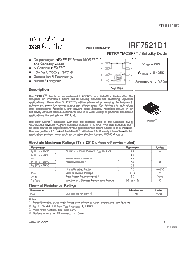 International Rectifier irf7521d1  . Electronic Components Datasheets Active components Transistors International Rectifier irf7521d1.pdf