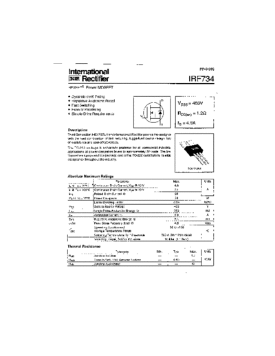 International Rectifier irf734  . Electronic Components Datasheets Active components Transistors International Rectifier irf734.pdf