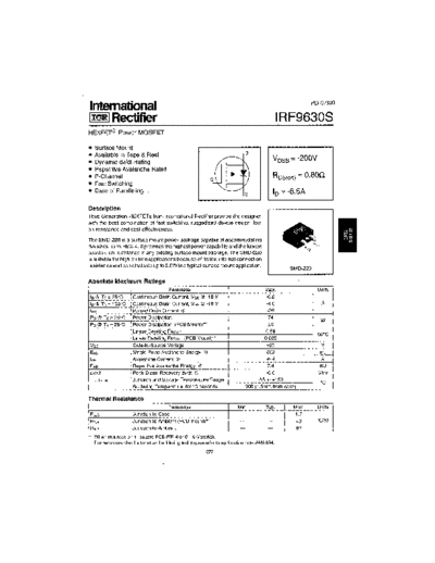 International Rectifier irf9630s  . Electronic Components Datasheets Active components Transistors International Rectifier irf9630s.pdf