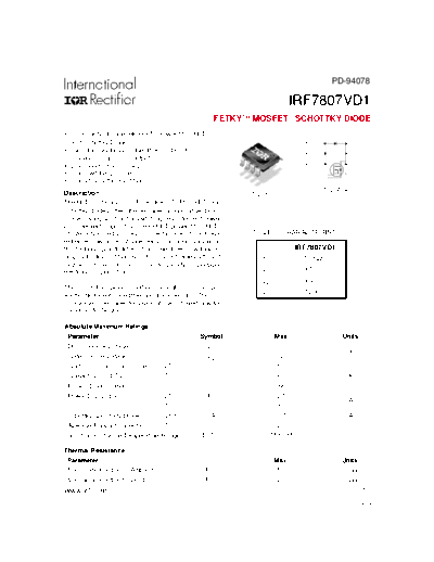 International Rectifier irf7807vd1  . Electronic Components Datasheets Active components Transistors International Rectifier irf7807vd1.pdf