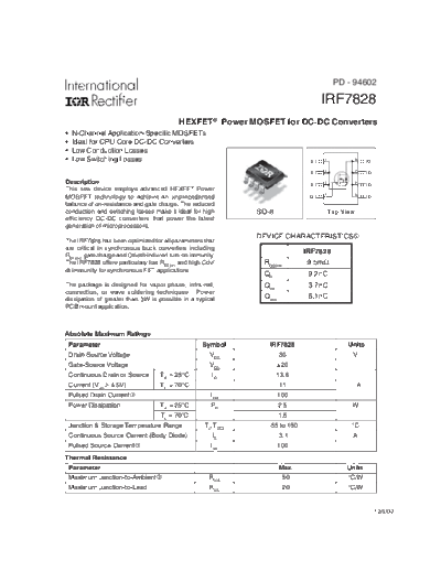 International Rectifier irf7828  . Electronic Components Datasheets Active components Transistors International Rectifier irf7828.pdf