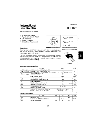 International Rectifier irf820  . Electronic Components Datasheets Active components Transistors International Rectifier irf820.pdf