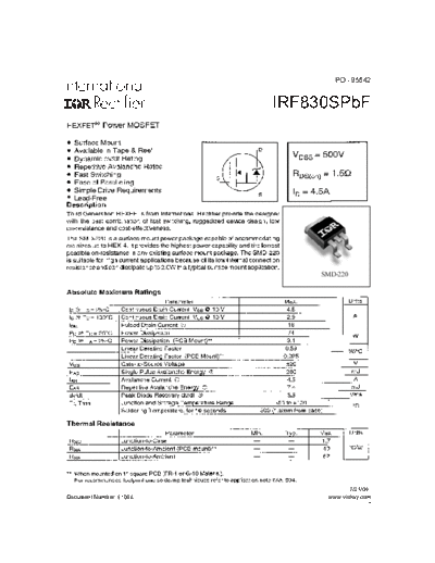 International Rectifier irf830s  . Electronic Components Datasheets Active components Transistors International Rectifier irf830s.pdf