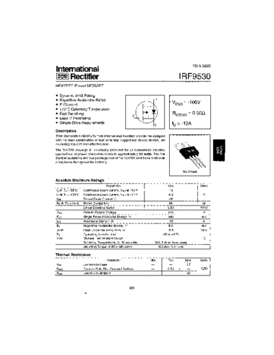 International Rectifier irf9530  . Electronic Components Datasheets Active components Transistors International Rectifier irf9530.pdf