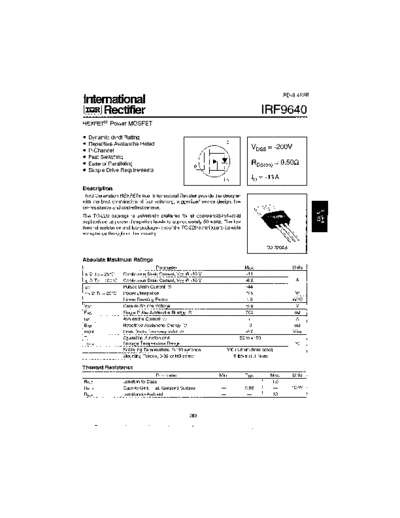 International Rectifier irf9640  . Electronic Components Datasheets Active components Transistors International Rectifier irf9640.pdf