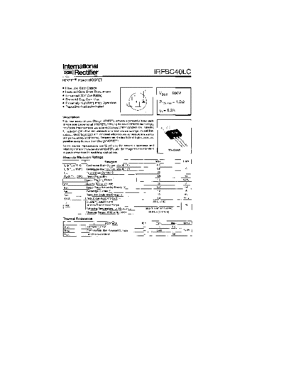 International Rectifier irfbc40lc  . Electronic Components Datasheets Active components Transistors International Rectifier irfbc40lc.pdf