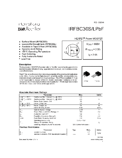 International Rectifier irfbc30s-l  . Electronic Components Datasheets Active components Transistors International Rectifier irfbc30s-l.pdf