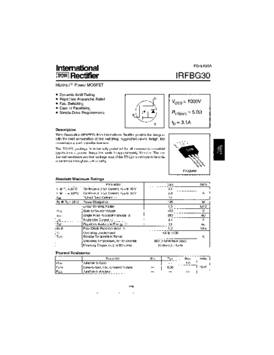 International Rectifier irfbg30  . Electronic Components Datasheets Active components Transistors International Rectifier irfbg30.pdf