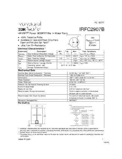 International Rectifier irfc2907  . Electronic Components Datasheets Active components Transistors International Rectifier irfc2907.pdf