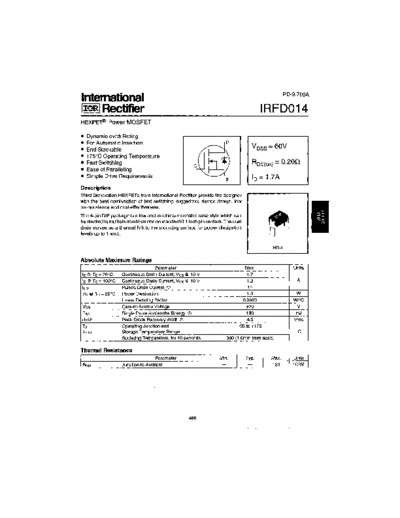 International Rectifier irfd014  . Electronic Components Datasheets Active components Transistors International Rectifier irfd014.pdf
