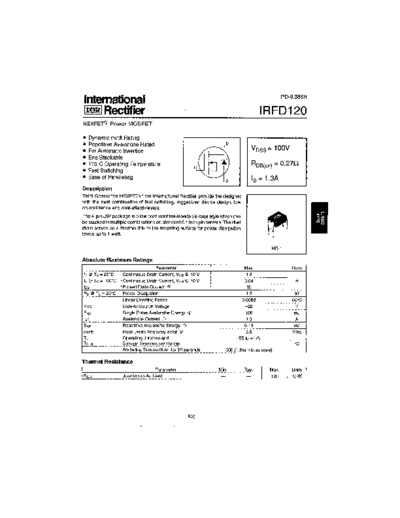 International Rectifier irfd120  . Electronic Components Datasheets Active components Transistors International Rectifier irfd120.pdf