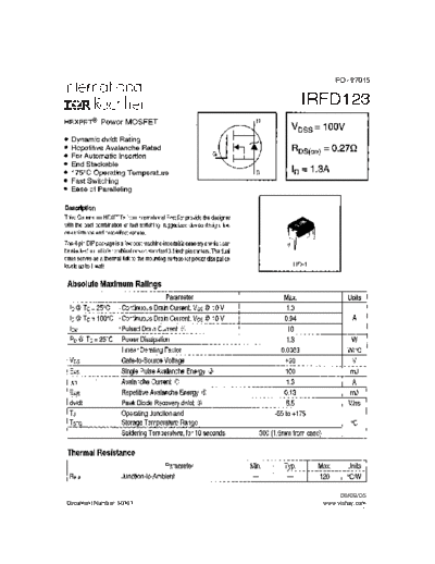 International Rectifier irfd123  . Electronic Components Datasheets Active components Transistors International Rectifier irfd123.pdf