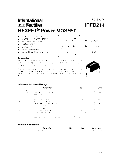 International Rectifier irfd214  . Electronic Components Datasheets Active components Transistors International Rectifier irfd214.pdf