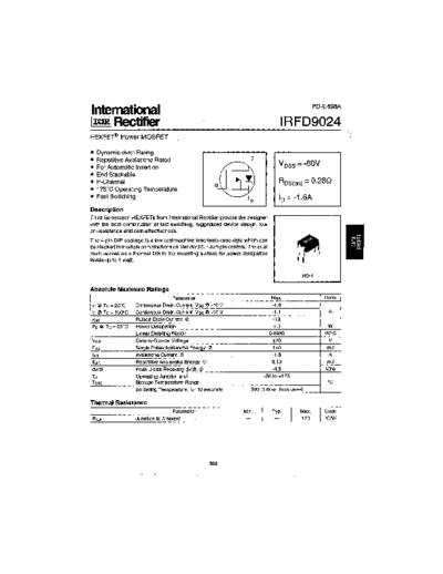 International Rectifier irfd9024  . Electronic Components Datasheets Active components Transistors International Rectifier irfd9024.pdf