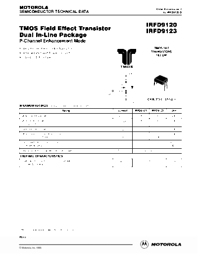 International Rectifier irfd9120 mot  . Electronic Components Datasheets Active components Transistors International Rectifier irfd9120_mot.pdf