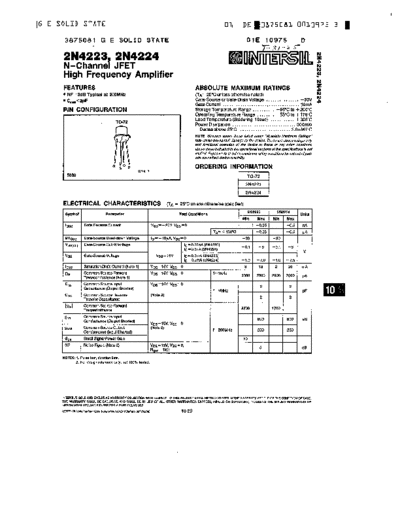 Intersil 2n4223 2n4224  . Electronic Components Datasheets Active components Transistors Intersil 2n4223_2n4224.pdf