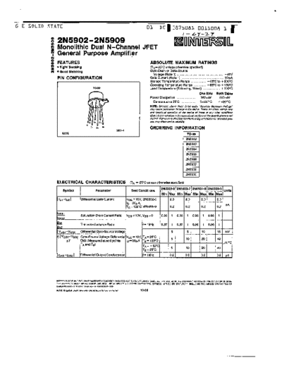 Intersil 2n5902 2n5903 2n5904 2n5905 2n5906 2n5907 2n5908 2n5909  . Electronic Components Datasheets Active components Transistors Intersil 2n5902_2n5903_2n5904_2n5905_2n5906_2n5907_2n5908_2n5909.pdf