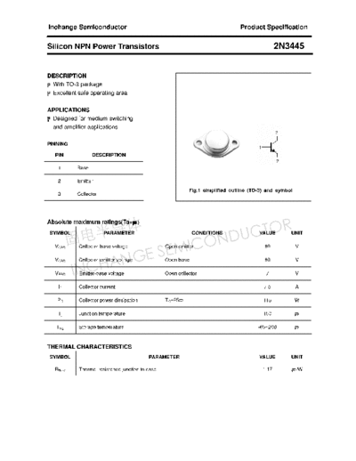 . Electronic Components Datasheets 2n3445  . Electronic Components Datasheets Active components Transistors Inchange Semiconductor 2n3445.pdf