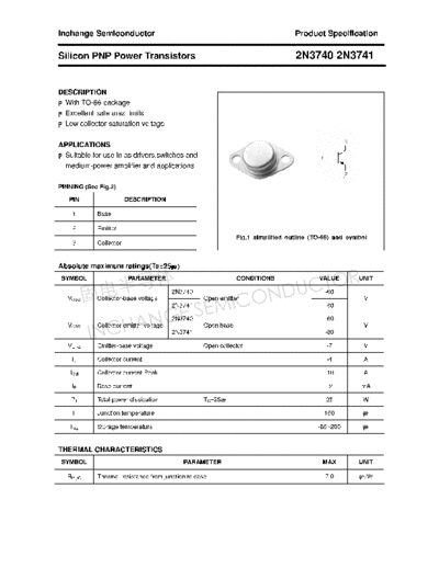 Inchange Semiconductor 2n37402n3741  . Electronic Components Datasheets Active components Transistors Inchange Semiconductor 2n37402n3741.pdf