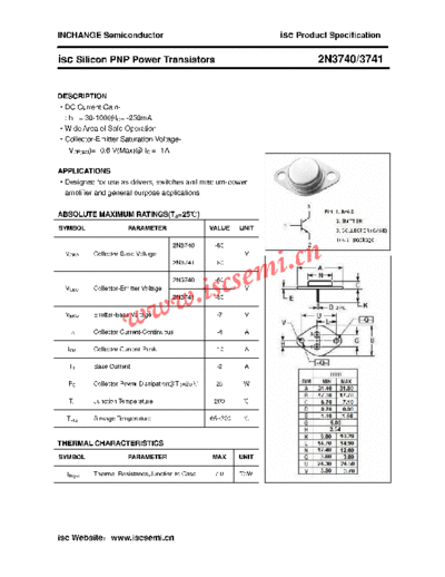 Inchange Semiconductor 2n3740 3741  . Electronic Components Datasheets Active components Transistors Inchange Semiconductor 2n3740_3741.pdf