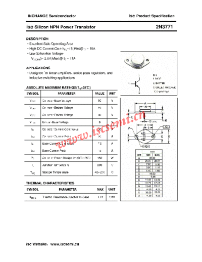 Inchange Semiconductor 2n3771  . Electronic Components Datasheets Active components Transistors Inchange Semiconductor 2n3771.pdf