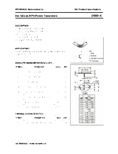 Inchange Semiconductor 2n4914  . Electronic Components Datasheets Active components Transistors Inchange Semiconductor 2n4914.pdf