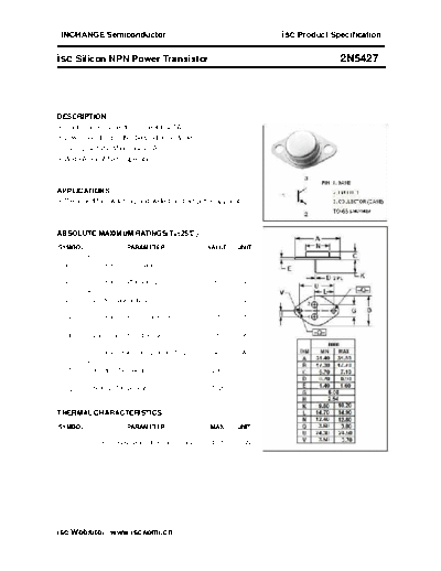 Inchange Semiconductor 2n5427  . Electronic Components Datasheets Active components Transistors Inchange Semiconductor 2n5427.pdf