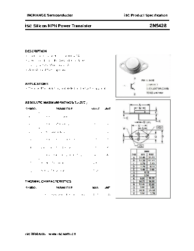 Inchange Semiconductor 2n5428  . Electronic Components Datasheets Active components Transistors Inchange Semiconductor 2n5428.pdf