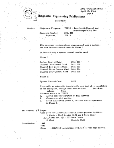 IBM T021C 1410 7010 Tape Multichannel and Interchangability  IBM 1410 diagnostics DIAGV400 T021C_1410_7010_Tape_Multichannel_and_Interchangability.PDF