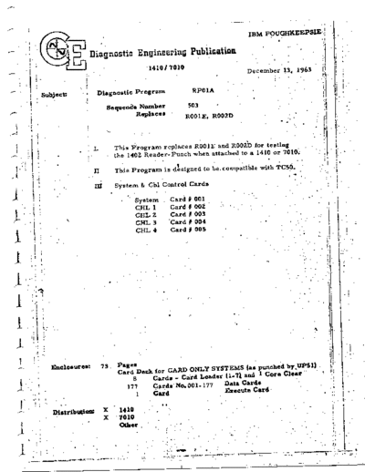 IBM RP01A 1410 7010 1402 Reader Punch Test  IBM 1410 diagnostics DIAGV500-K2 RP01A_1410_7010_1402_Reader_Punch_Test.pdf