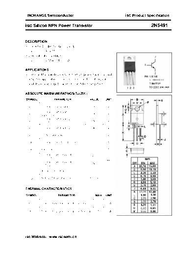 Inchange Semiconductor 2n5491  . Electronic Components Datasheets Active components Transistors Inchange Semiconductor 2n5491.pdf